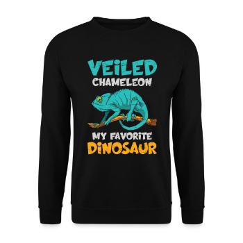 Veiled Chameleon My Favorite Dinosaur - Unisex Sweatshirt - black - Front - Alina (178cm) & Michal (187cm)