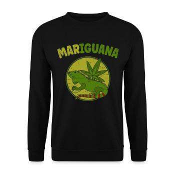 Mariguan Eidechse Haustier Weed 420 Reptilien Liebhaber - Unisex Pullover - Schwarz - Vorne - Alina (178cm) & Michal (187cm)