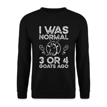 Ich war normal 3 oder 4 Ziegen vor Viehzucht - Unisex Pullover - Schwarz - Vorne - Alina (178cm) & Michal (187cm)