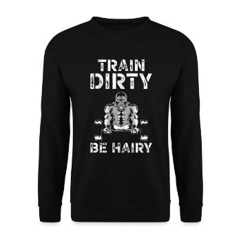 Train Dirty Be Hairy Weightlifting Gym Endangered - Unisex Sweatshirt - black - Front - Alina (178cm) & Michal (187cm)