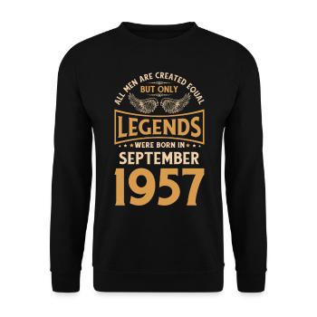 Geburtstag Die Legenden wurden im September 1957 g - Unisex Pullover - Schwarz - Vorne - Alina (178cm) & Michal (187cm)