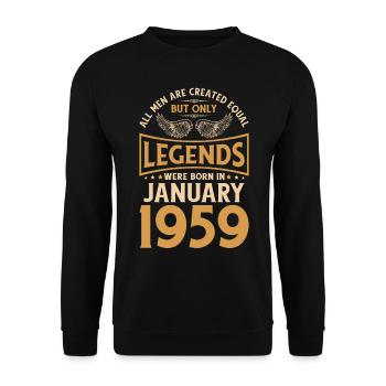 Birthday The legends were gebo in January 1959 - Unisex Sweatshirt - black - Front - Alina (178cm) & Michal (187cm)