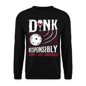 Pickleball Pun Wine Dink - Unisex Sweatshirt - black - Front - Alina (178cm) & Michal (187cm)