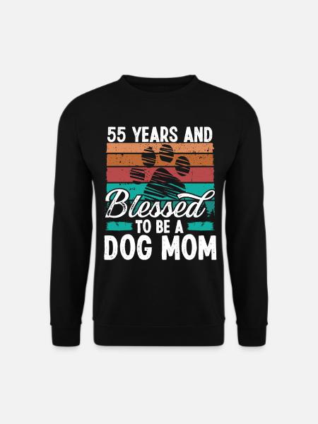 55 Year Old Dog Mom 55 Birthday Retro Dog Mother - Unisex Pullover - Schwarz