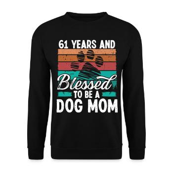 61 Year Old Dog Mom 61 Birthday Retro Dog Mother - Unisex Pullover - Schwarz - Vorne - Alina (178cm) & Michal (187cm)