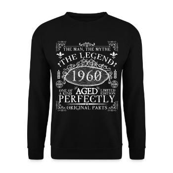 1960| Die Legende seit 1960 Geburtstag - Unisex Pullover - Schwarz - Vorne - Alina (178cm) & Michal (187cm)