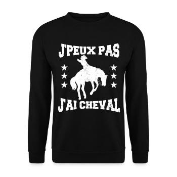 Je Peux Pas J'ai Cheval | fan de cheval | chevaux - Sweat-shirt Unisexe - noir - Devant - Alina (178cm) & Michal (187cm)