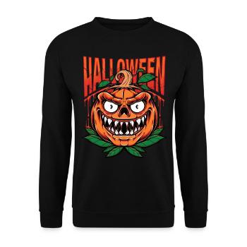 Zombie Gruslig Monster Halloween Kürbis Horrorfilm - Unisex Pullover - Schwarz - Vorne - Alina (178cm) & Michal (187cm)