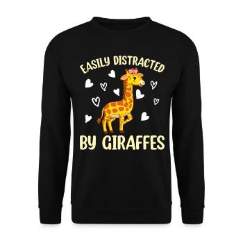 Girafe Je Facilement Distrait Par Girafes I Mignon Gir - Sweat-shirt Unisexe - noir - Devant - Alina (178cm) & Michal (187cm)