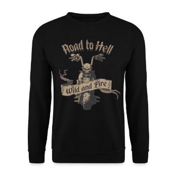 Motorrad Motorradfahrer Biker Feuerstuhl Biken - Unisex Pullover - Schwarz - Vorne - Alina (178cm) & Michal (187cm)