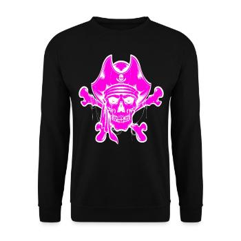 Totenkopf Pirat Piraten Piratenflagge Totenschädel - Unisex Pullover - Schwarz - Vorne - Alina (178cm) & Michal (187cm)