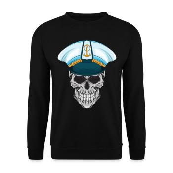 Boot Kapitän Segelboot Motorboot Totenkopf Meer - Unisex Pullover - Schwarz - Vorne - Alina (178cm) & Michal (187cm)
