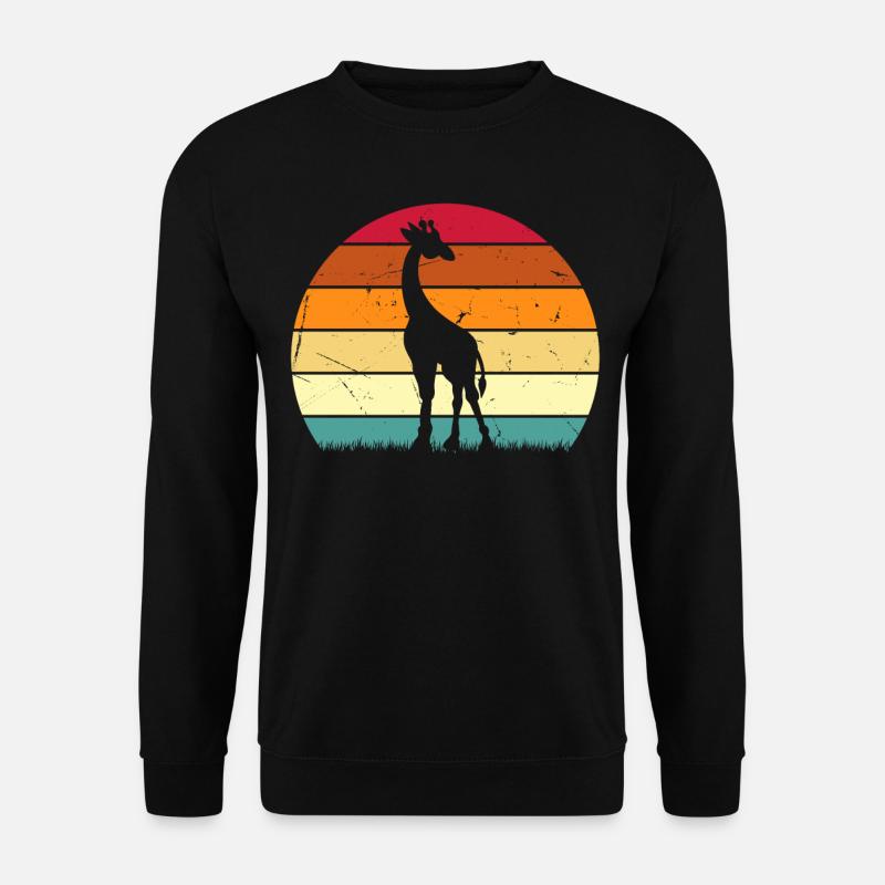 Giraffe Sunset Giraffe Lover Retro Giraffe - Unisex Pullover - Schwarz