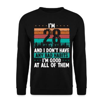 28 Year Old Birthday Funny Humor 28 Birthday - Unisex Sweatshirt - black - Front - Alina (178cm) & Michal (187cm)
