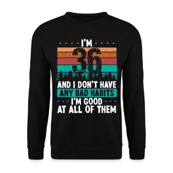 36 Year Old Birthday Funny Humor 36 Birthday - Unisex Sweatshirt - black - Front - Alina (178cm) & Michal (187cm)