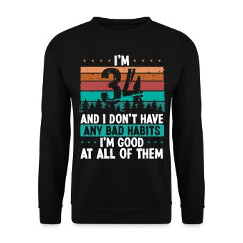 34 Year Old Birthday Funny Humor 34 Birthday - Unisex Sweatshirt - black - Front - Alina (178cm) & Michal (187cm)