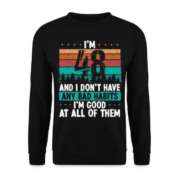 Anniversaire de 48 ans Drôle d’humour 48 anniversaire - Sweat-shirt Unisexe - noir - Devant - Alina (178cm) & Michal (187cm)