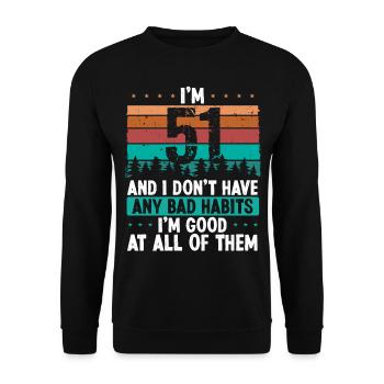 Anniversaire de 51 ans Drôle d’humour 51 anniversaire - Sweat-shirt Unisexe - noir - Devant - Alina (178cm) & Michal (187cm)