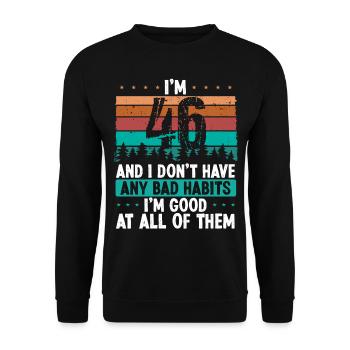 Anniversaire de 46 ans Drôle d’humour 46 anniversaire - Sweat-shirt Unisexe - noir - Devant - Alina (178cm) & Michal (187cm)