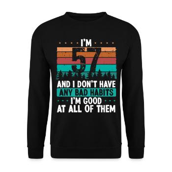 Anniversaire de 57 ans Drôle d’humour 57 anniversaire - Sweat-shirt Unisexe - noir - Devant - Alina (178cm) & Michal (187cm)