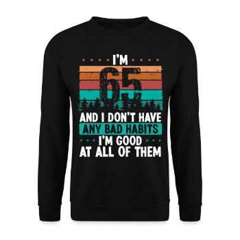 Anniversaire de 65 ans Drôle d’humour 65 anniversaire - Sweat-shirt Unisexe - noir - Devant - Alina (178cm) & Michal (187cm)