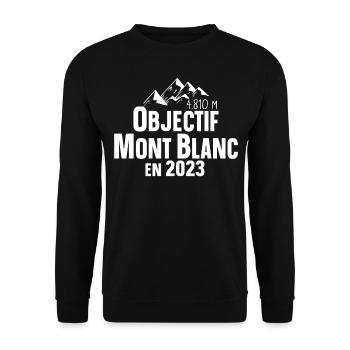 2023 Mont Blanc Montagne France Suisse Italie - Sweat-shirt Unisexe - noir - Devant - Alina (178cm) & Michal (187cm)