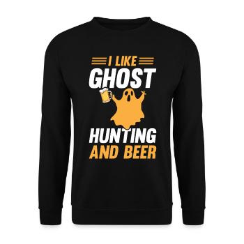 Drôle de fantôme J’aime la chasse aux fantômes et la bière - Hallow - Sweat-shirt Unisexe - noir - Devant - Alina (178cm) & Michal (187cm)