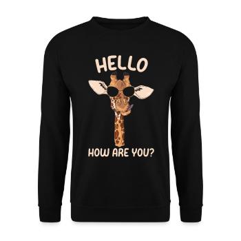 Giraffe Lover Giraffe Hello How Are You - Funny Gi - Unisex Sweatshirt - black - Front - Alina (178cm) & Michal (187cm)