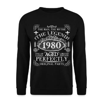 1980 Legend | Vintage Aged Perfectly 1980 - Unisex Sweatshirt - black - Front - Alina (178cm) & Michal (187cm)