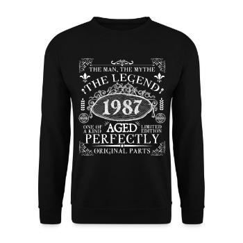 1987 Legend | Vintage Aged Perfectly 1987 - Sweat-shirt Unisexe - noir - Devant - Alina (178cm) & Michal (187cm)