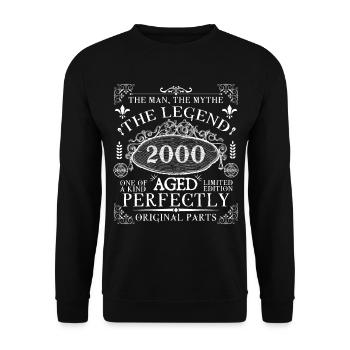 2000 Legend | Vintage perfekt gereift 2000 - Unisex Pullover - Schwarz - Vorne - Alina (178cm) & Michal (187cm)
