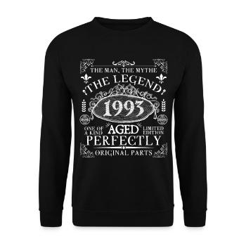 1993 Legend | Vintage Aged Perfectly 1993 - Unisex Pullover - Schwarz - Vorne - Alina (178cm) & Michal (187cm)