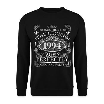 1994 Legend | Vintage Aged Perfectly 1994 - Unisex Pullover - Schwarz - Vorne - Alina (178cm) & Michal (187cm)