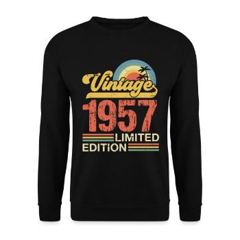 1957 - Unisex Pullover - Schwarz - Vorne - Alina (178cm) & Michal (187cm)