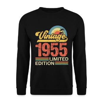 1955 - Unisex Pullover - Schwarz - Vorne - Alina (178cm) & Michal (187cm)