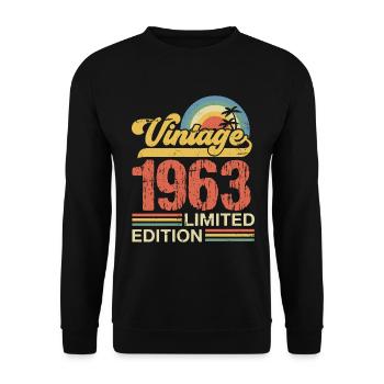 1963 - Unisex Pullover - Schwarz - Vorne - Alina (178cm) & Michal (187cm)