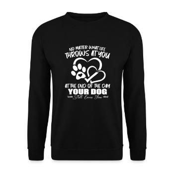 What Life Throws at You Funny Saying for Dog Lover - Unisex Pullover - Schwarz - Vorne - Alina (178cm) & Michal (187cm)
