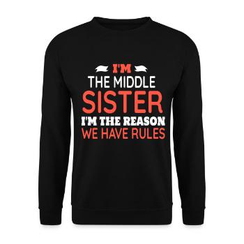 Sœur Drôle Règles de famille Sarcastiques Famille Matchin - Sweat-shirt Unisexe - noir - Devant - Alina (178cm) & Michal (187cm)