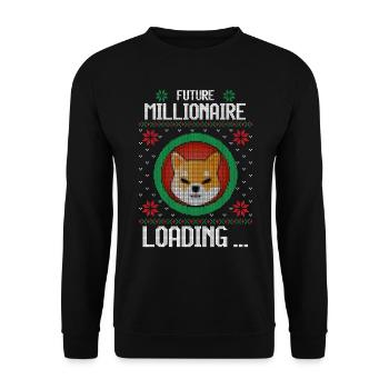 Future Shiba Millionaire Loading Ugly Christmas - Unisex Pullover - Schwarz - Vorne - Alina (178cm) & Michal (187cm)