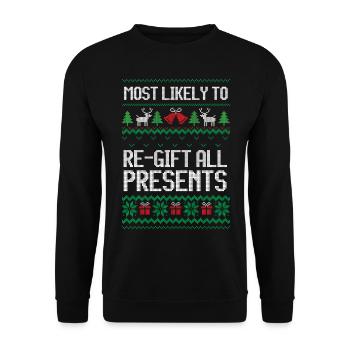 Le plus susceptible de redonner tous les cadeaux de Noël - Sweat-shirt Unisexe - noir - Devant - Alina (178cm) & Michal (187cm)