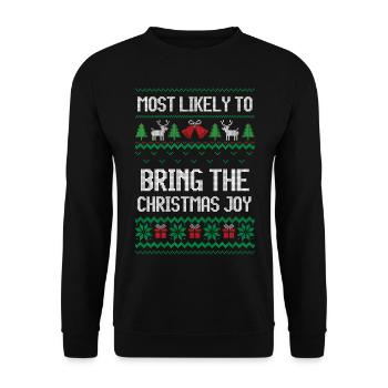 Le plus susceptible d’apporter la joie de Noël noël - Sweat-shirt Unisexe - noir - Devant - Alina (178cm) & Michal (187cm)