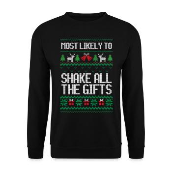 Most likely to shake all the gifts christmas - Unisex Sweatshirt - black - Front - Alina (178cm) & Michal (187cm)