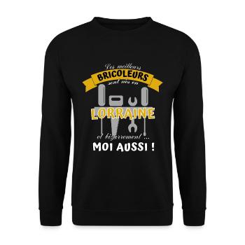 Cadeau Homme Bricoleur Lorrain Anniversaire Noel - Sweat-shirt Unisexe - noir - Devant - Alina (178cm) & Michal (187cm)