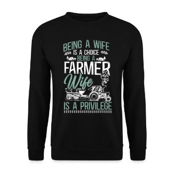 Farming Farmer Wife Tractor - Unisex Sweatshirt - black - Front - Alina (178cm) & Michal (187cm)