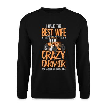 Farming Farmer Wife Tractor - Unisex Sweatshirt - black - Front - Alina (178cm) & Michal (187cm)
