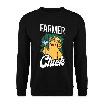 Farming Farmer Girl Chicken Farmer - Unisex Pullover - Schwarz - Vorne - Alina (178cm) & Michal (187cm)
