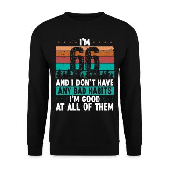 66 Year Old Birthday Funny Humor 66 Birthday - Unisex Sweatshirt - black - Front - Alina (178cm) & Michal (187cm)