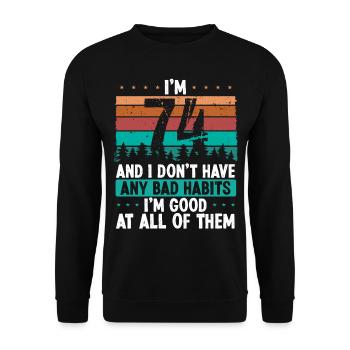 Anniversaire de 74 ans Drôle d’humour 74 anniversaire - Sweat-shirt Unisexe - noir - Devant - Alina (178cm) & Michal (187cm)