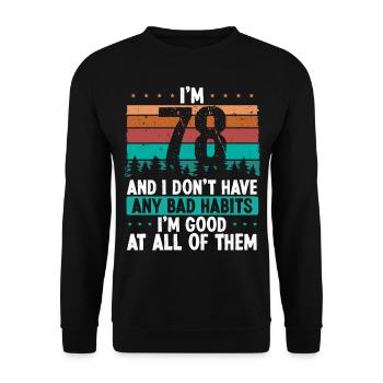 Anniversaire de 78 ans Drôle d’humour 78 anniversaire - Sweat-shirt Unisexe - noir - Devant - Alina (178cm) & Michal (187cm)