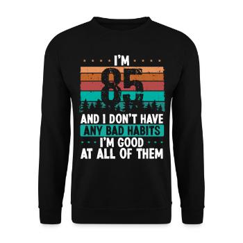 Anniversaire de 85 ans Drôle d’humour 85 anniversaire - Sweat-shirt Unisexe - noir - Devant - Alina (178cm) & Michal (187cm)